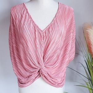 Eri & Ali Anthropologie Pink Rose Pleated Windward Blouse Top Medium
